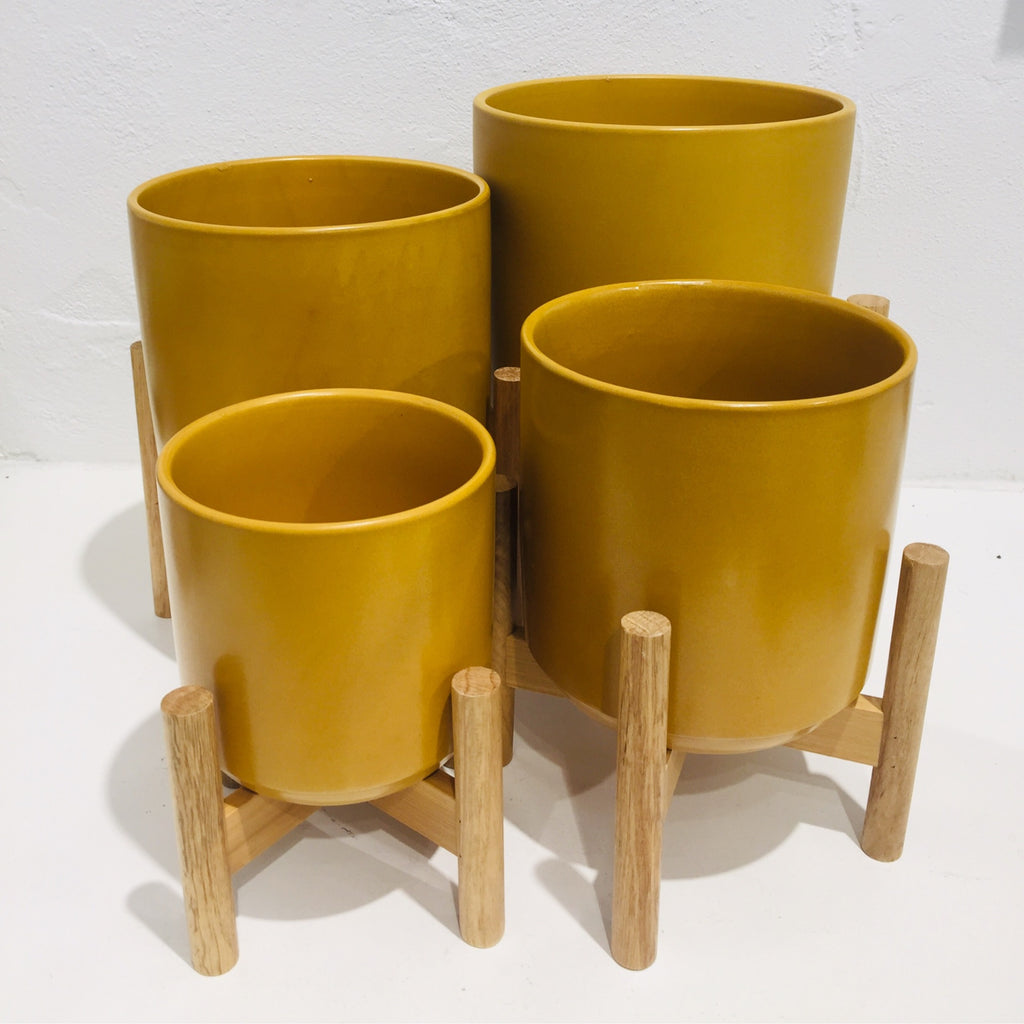 Cylinder Pot with stand - TURMERIC
