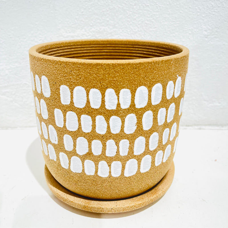 Tessa Dot Planter - w/saucer - Mocha