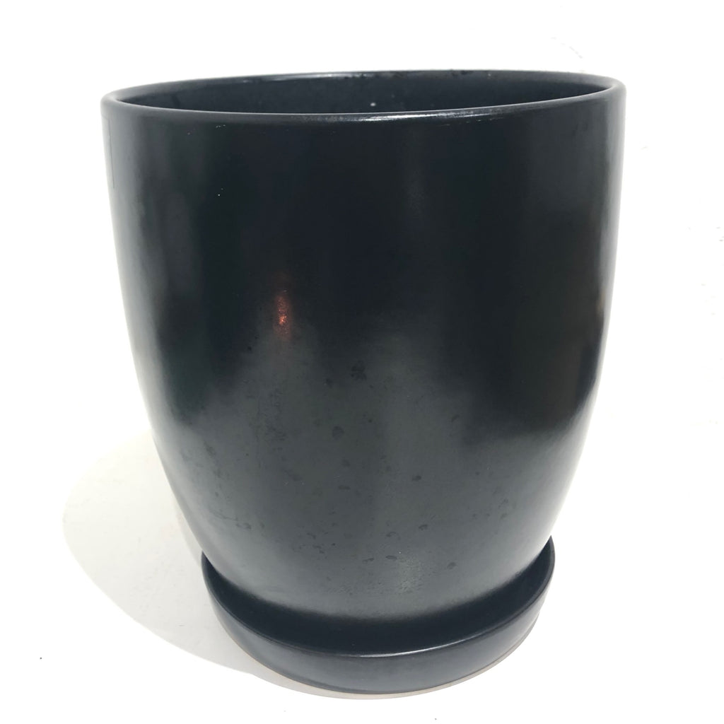 Tapered Pot with saucer - CHARCOAL