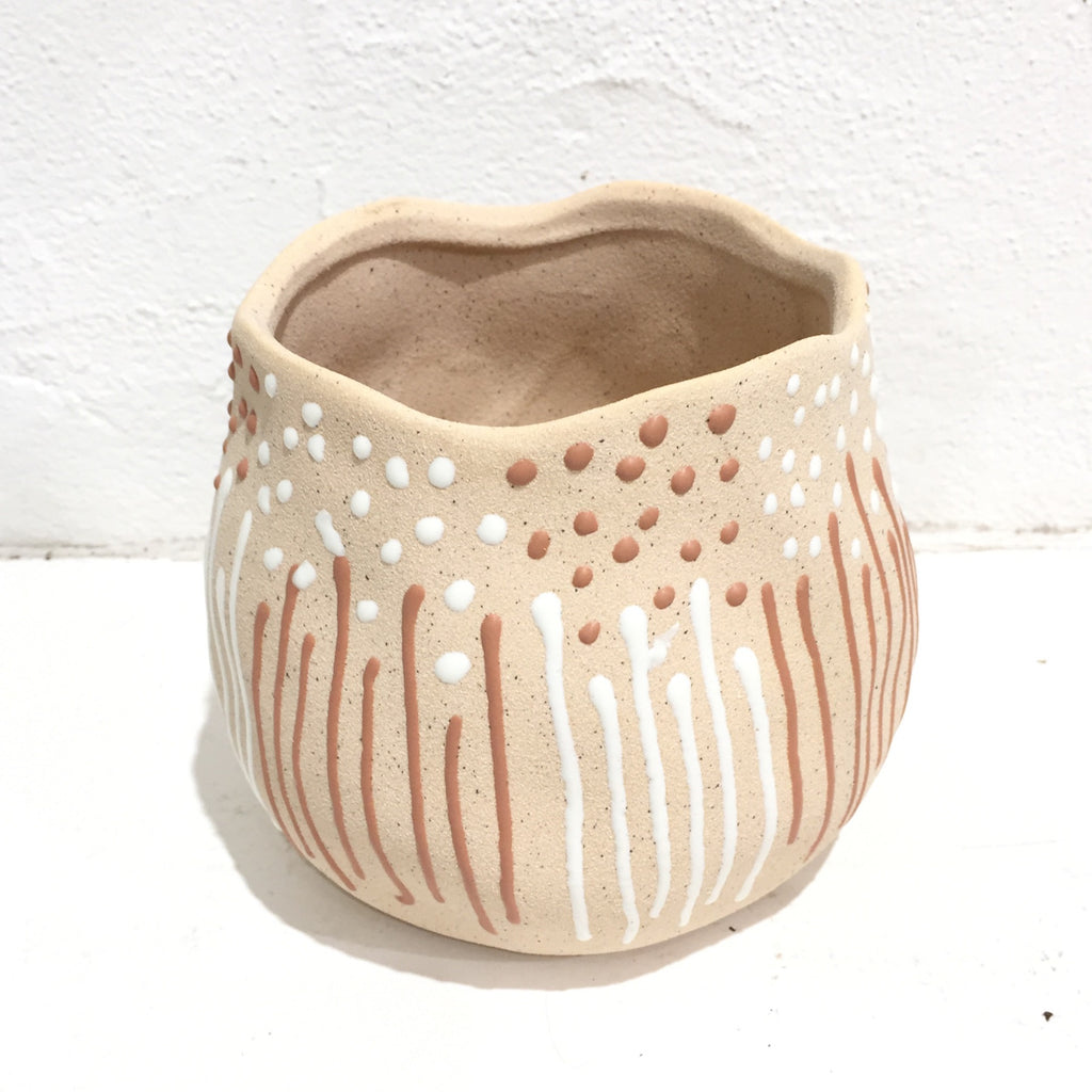 Enoki Ceramic Pot - Nude/white