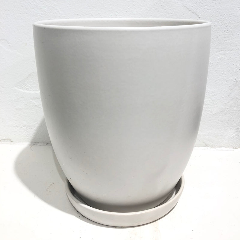 Tapered Pot with saucer - WHITE