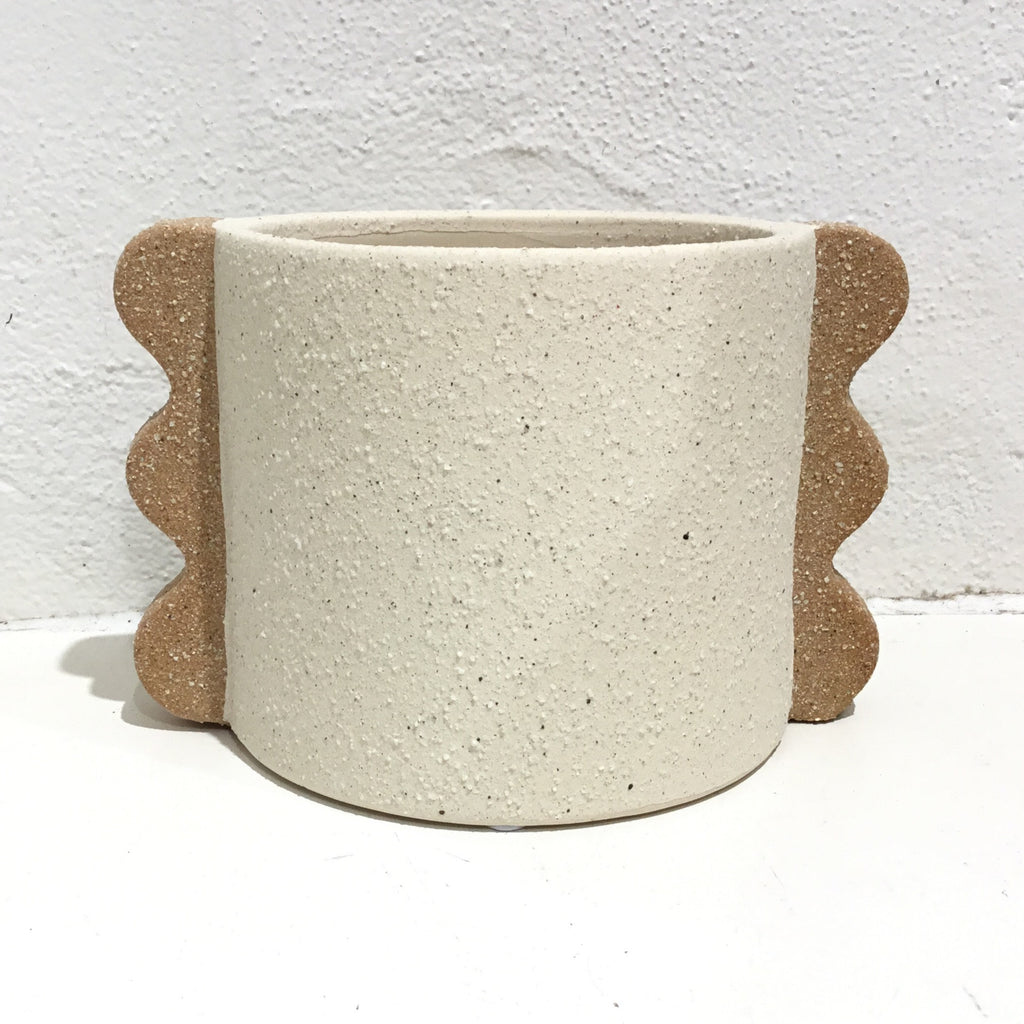 Adley Ceramic Pot - Ivory/Sand