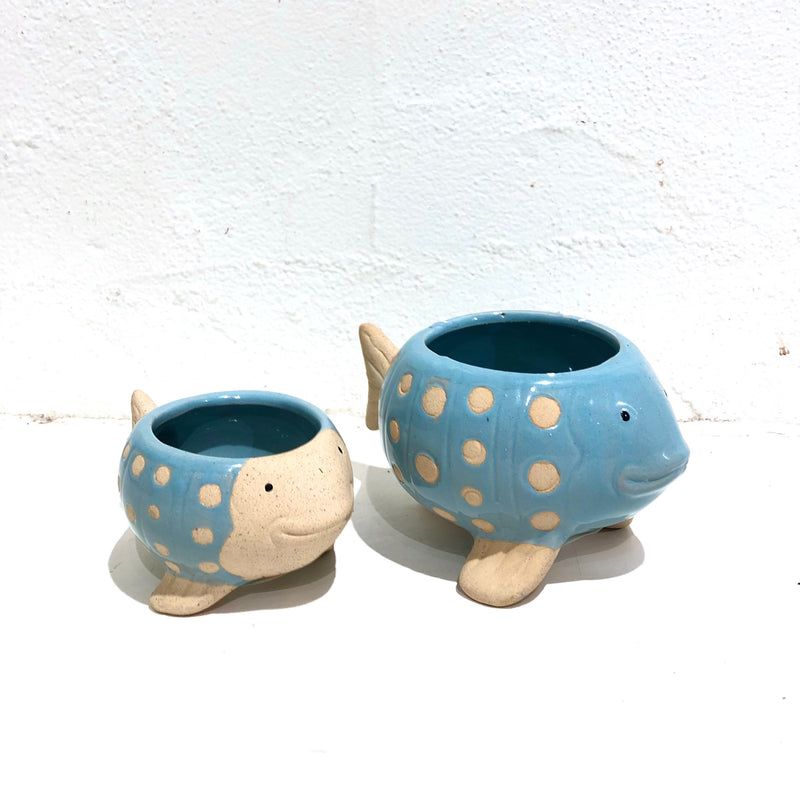Fiona Fish Ceramic Pot Blue/Nat
